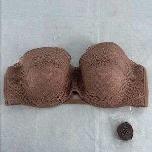 b.tempt'd Bra Wm 38C Neutral Strapless Underwire Lace
